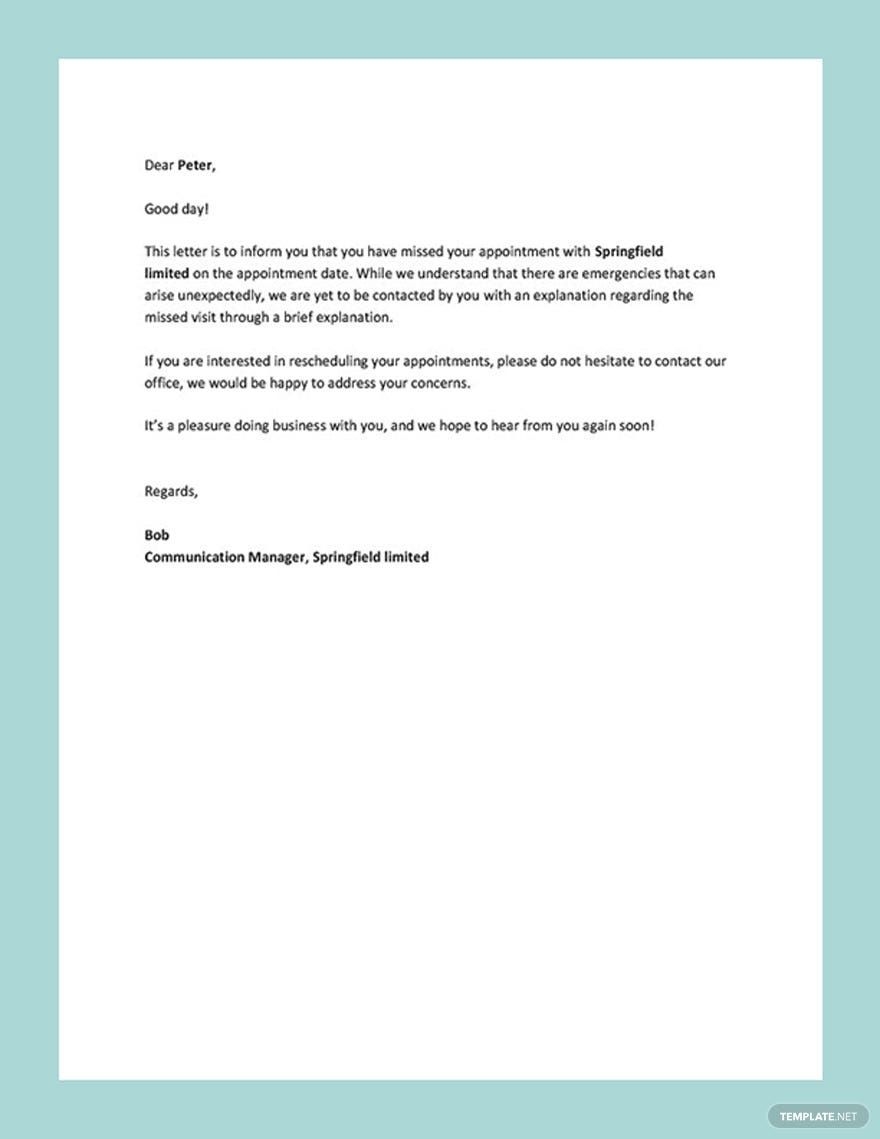 No Show Appointment Text Template