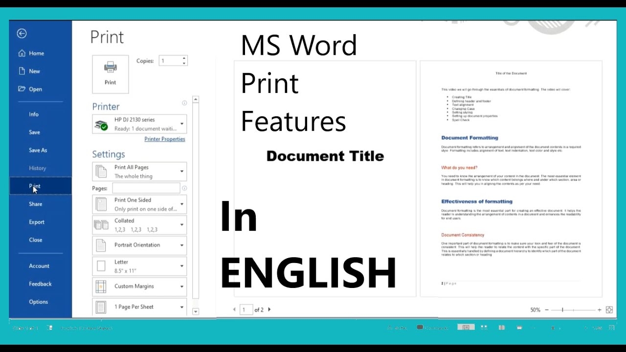 MS Word Print Tutorial How To Print Word Document Print Features Overview YouTube MS Word Print Tutorial How To Print Word Document Print Features Overview YouTube