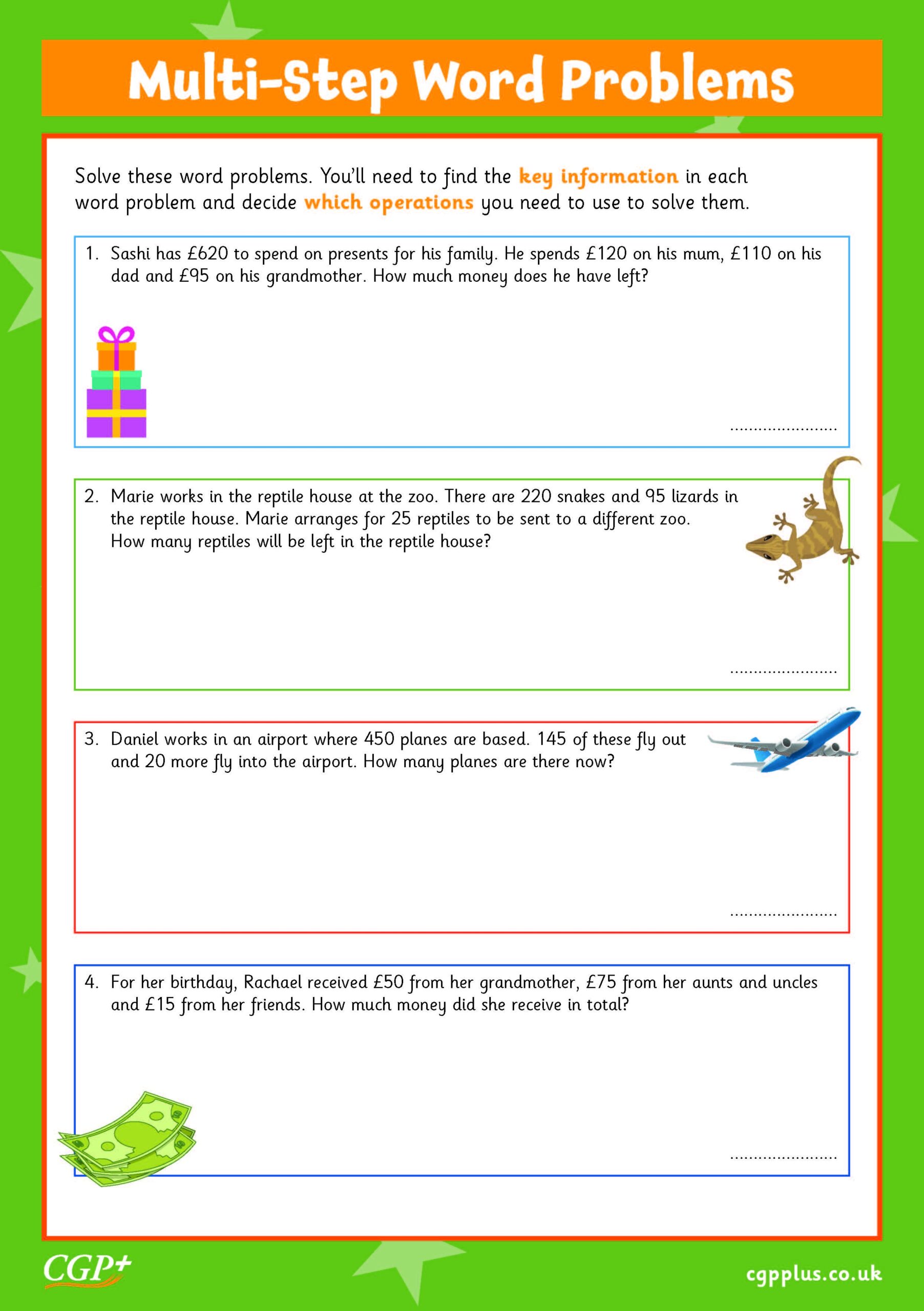 Multi Step Word Problems Addition And Subtraction Foundation Worksheets Library