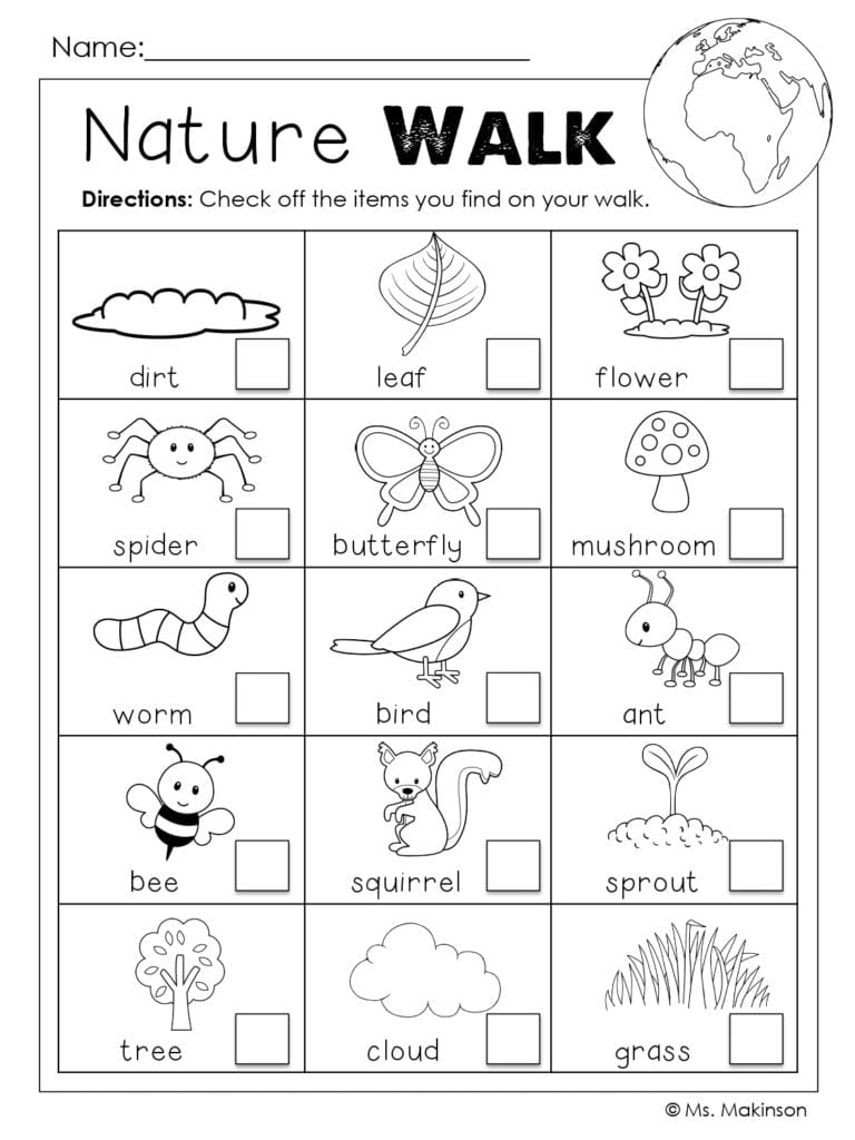 Nature Walk Scavenger Hunt Free Printable