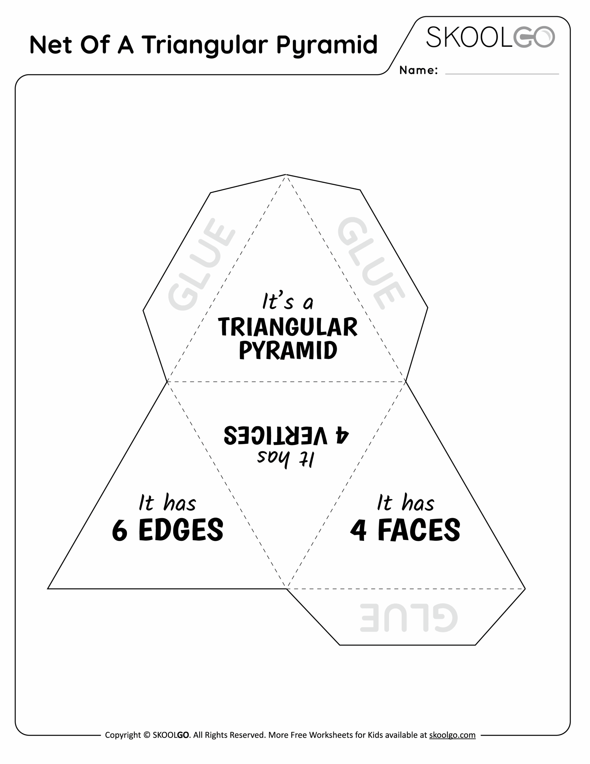 Net Of A Triangular Pyramid Free Worksheet SKOOLGO Net Of A Triangular Pyramid Free Worksheet SKOOLGO