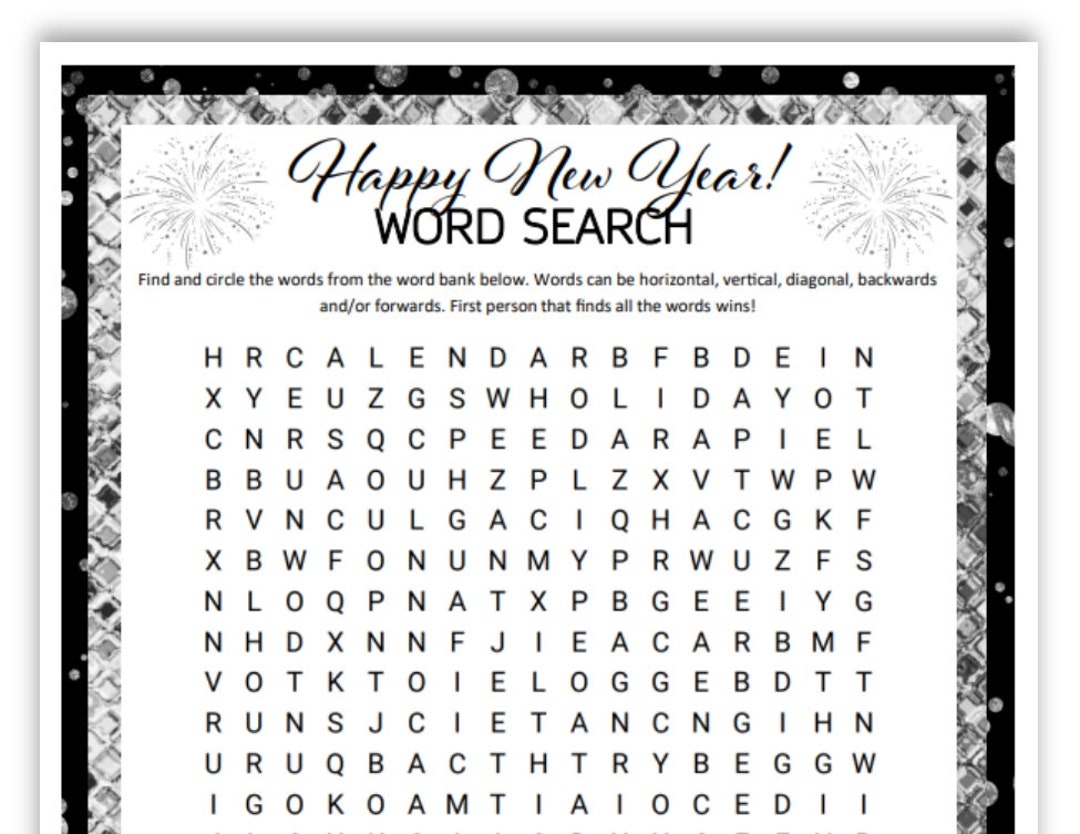 new years word search for kids