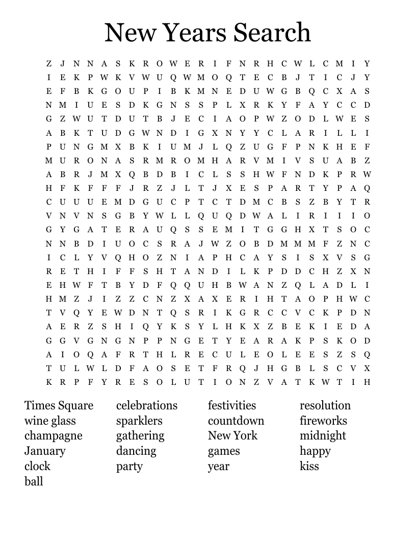 New Years Search Word Search WordMint New Years Search Word Search WordMint