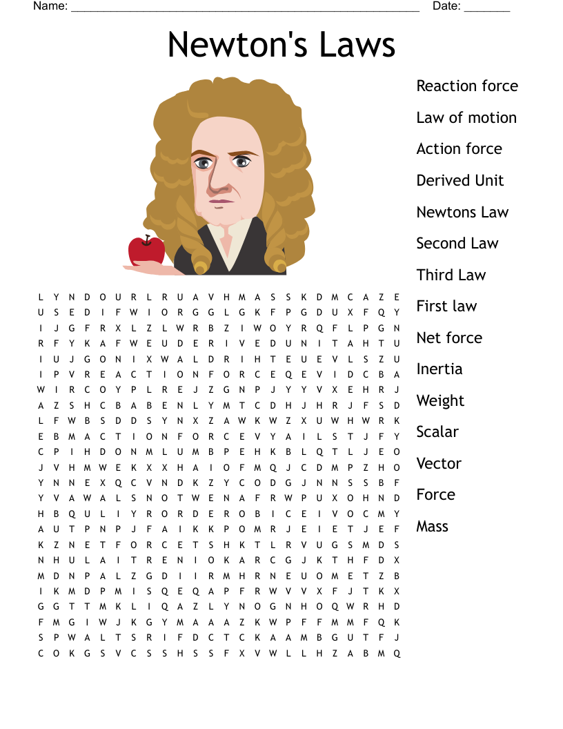 Newton’s Laws Word Search Pdg