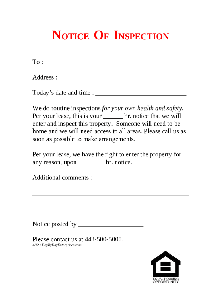 Routine Inspection Property Inspection Letter To Tenant Template