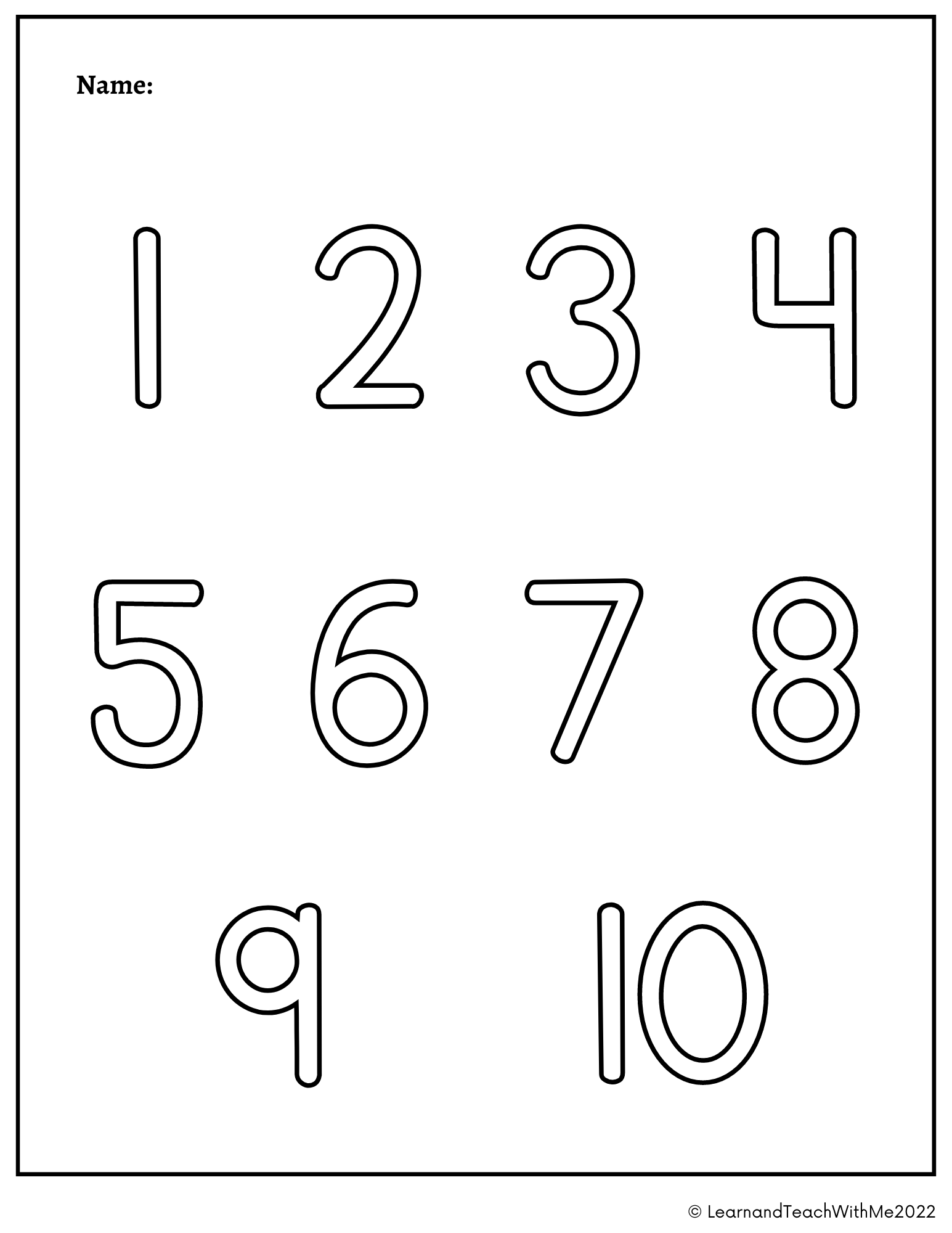 number printable