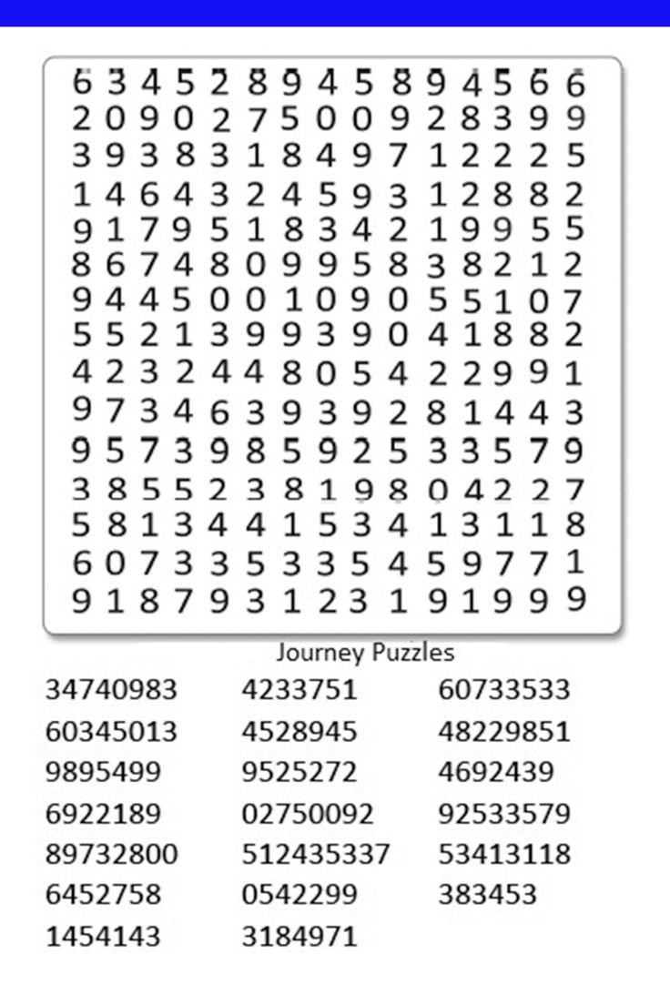 Number Search Puzzle Book For Adults