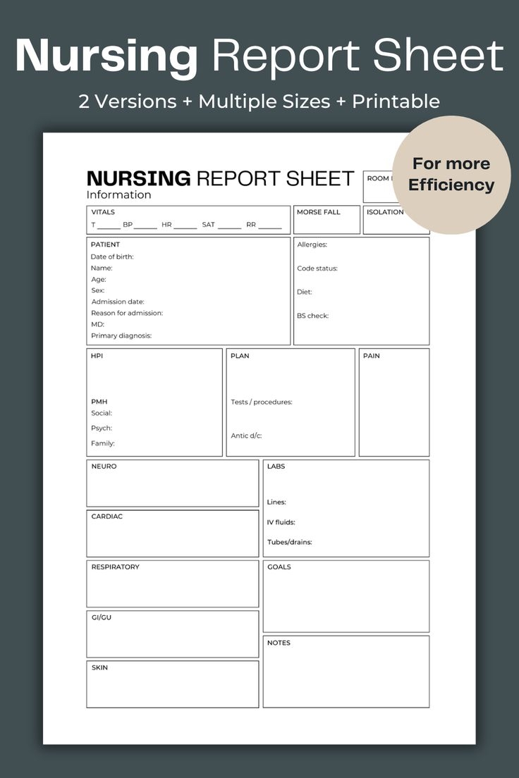 Nursing Report Sheet
