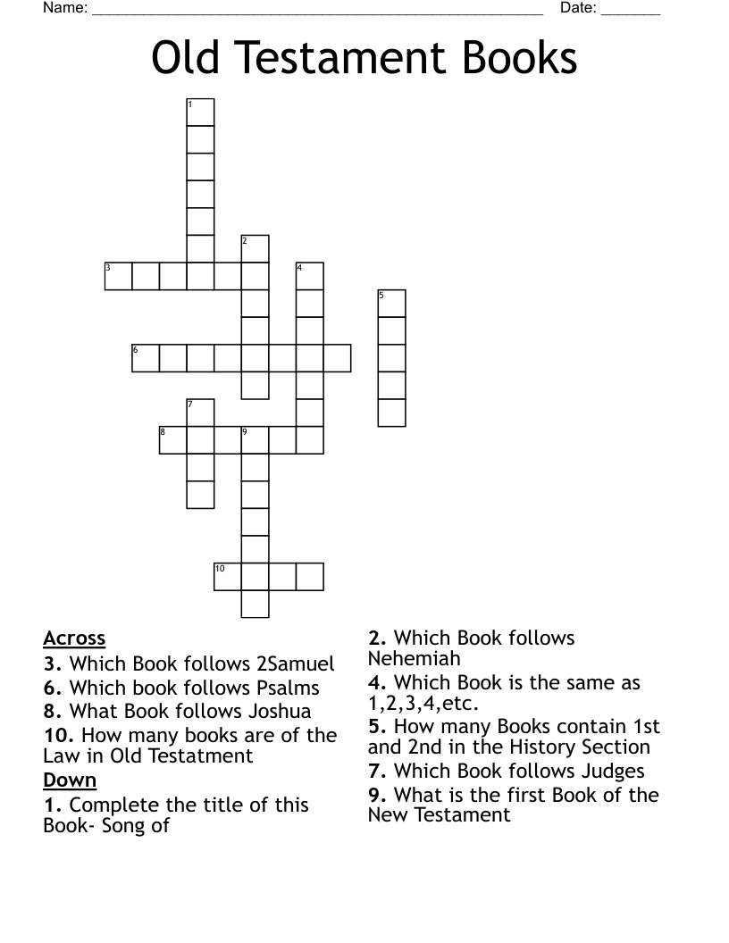 Old Testament Book Crossword