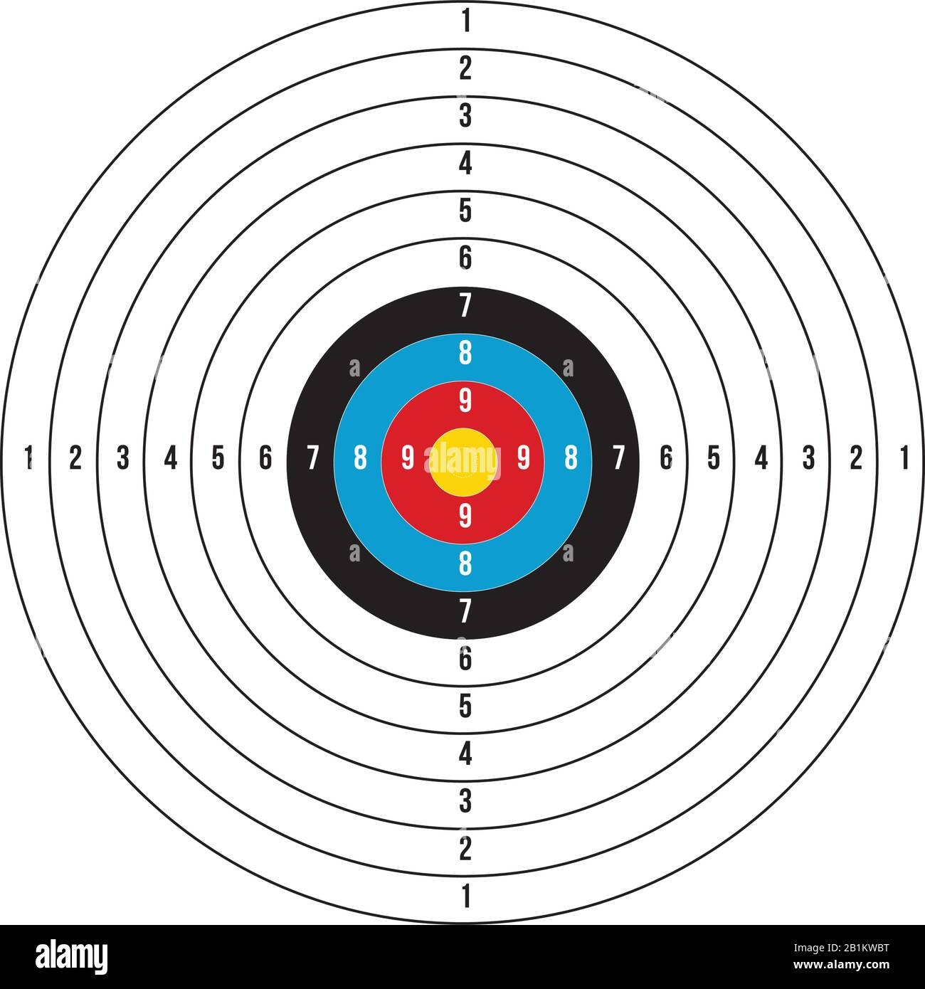 Olympic Shooting Archery Target Printable Stock Vector Illustration Isolated On White Background Stock Vector Image Art Alamy
