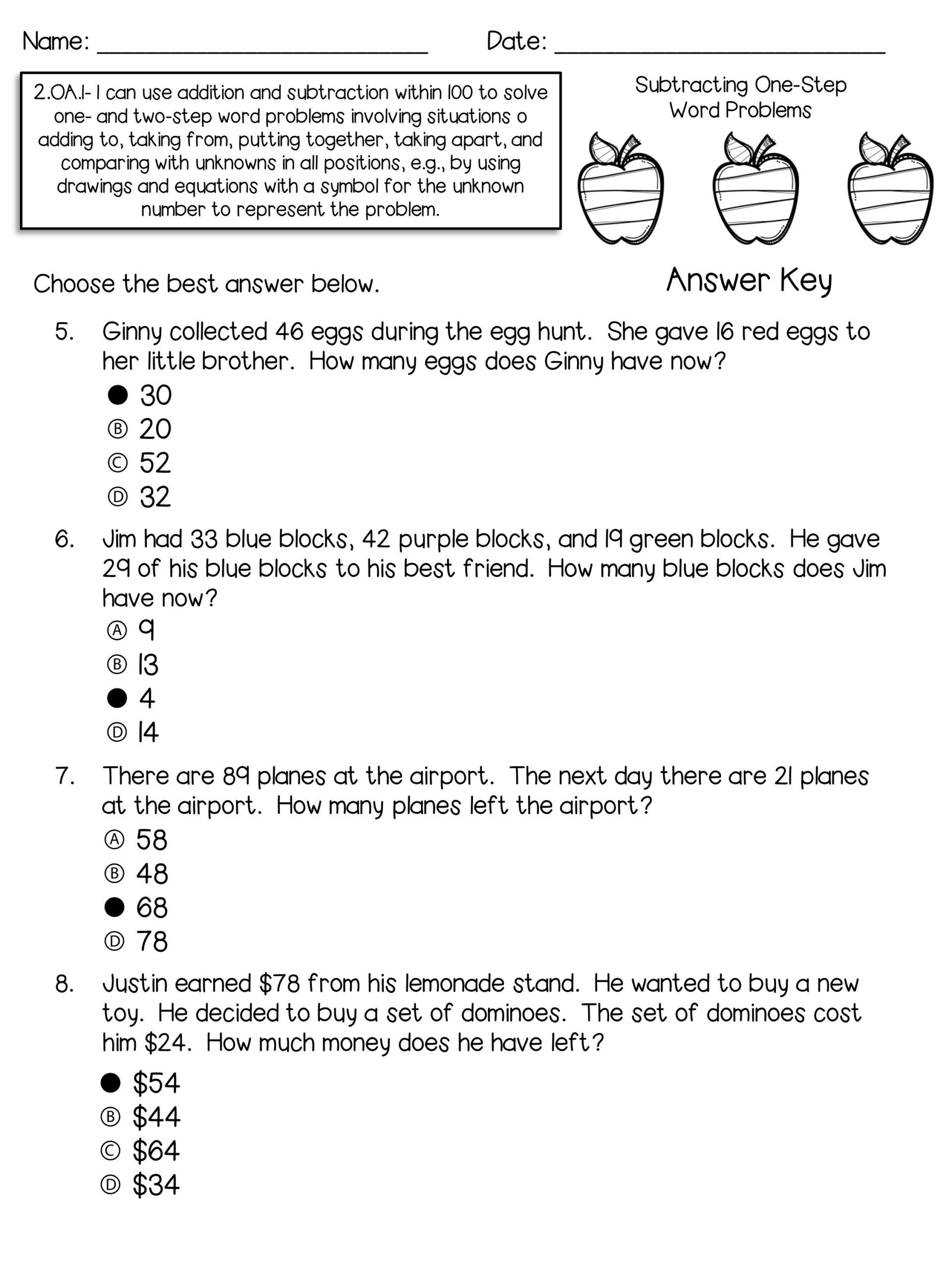 One And Two Step Word Problems Worksheet Assessments Made By Teachers One And Two Step Word Problems Worksheet Assessments Made By Teachers