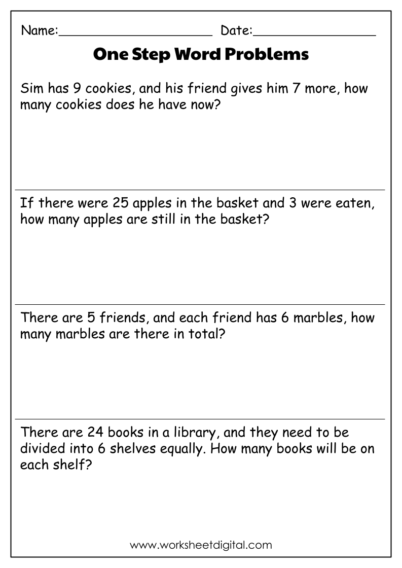 One Step Word Problems Worksheet Digital Worksheets Library One Step Word Problems Worksheet Digital Worksheets Library