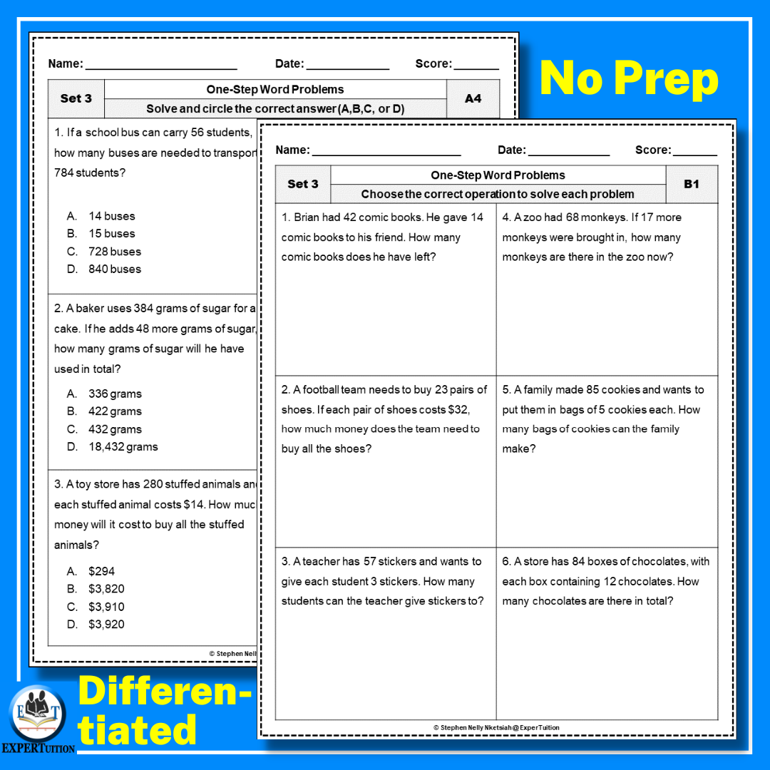 One Step Word Problems Worksheets Addition Subtraction Multiplication And Division Word Problems SET 3 Classful One Step Word Problems Worksheets Addition Subtraction Multiplication And Division Word Problems SET 3 Classful