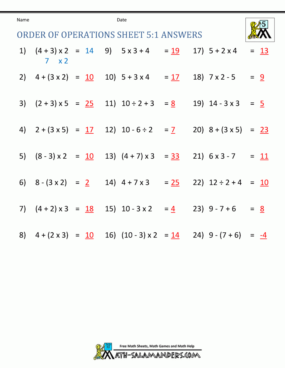 Order Of Operations In Math Steps amp Examples Video Worksheets Library