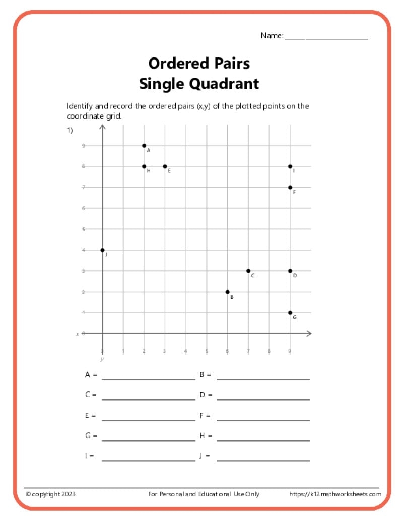 coordinates on a graph worksheet coordinates on a graph worksheet
