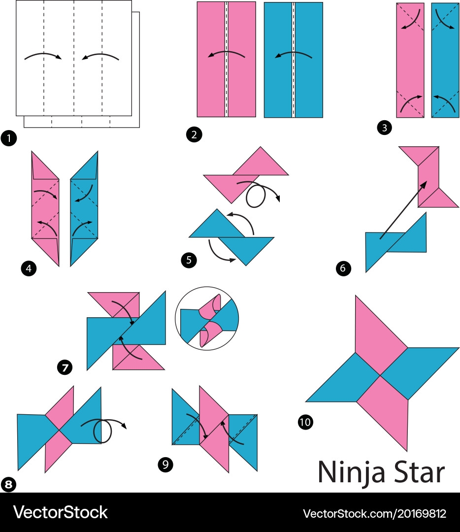 Origami Ninja Star Tutorial Royalty Free Vector Image