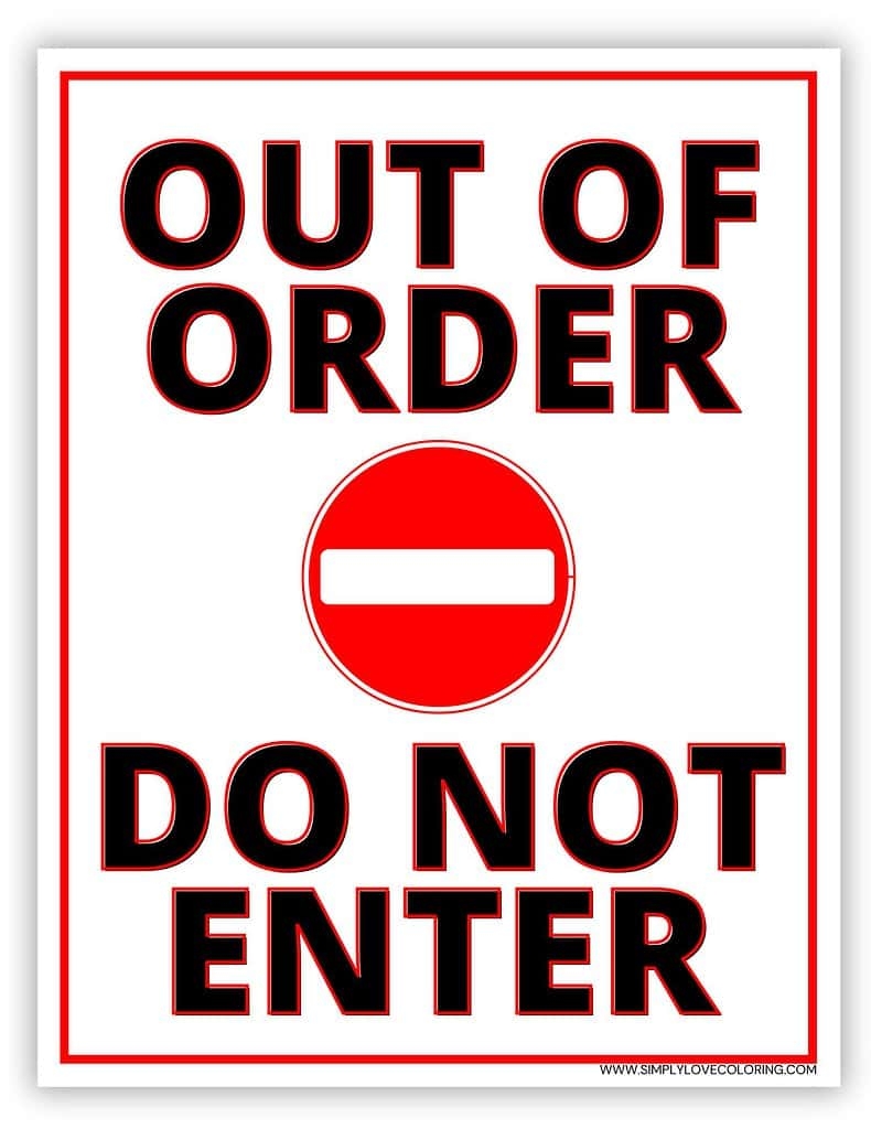 out of order sign printable