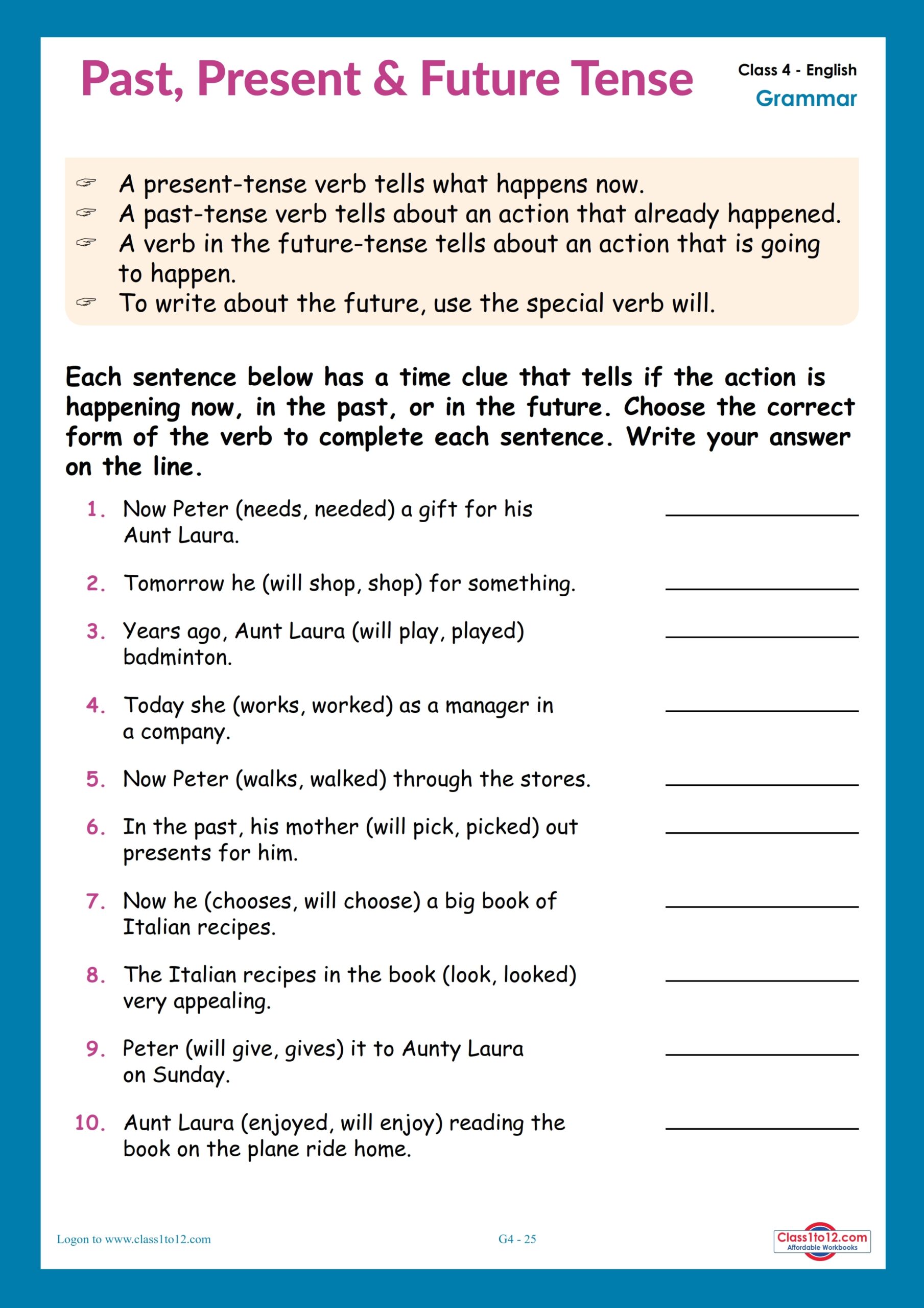 past present and future tense worksheets