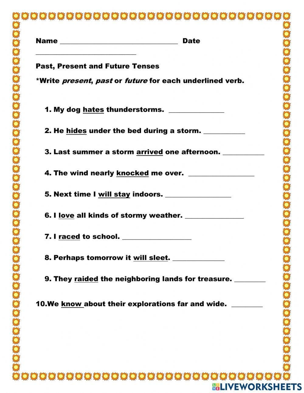 Past Present And Future Tenses Worksheet Live Worksheets Worksheets Library