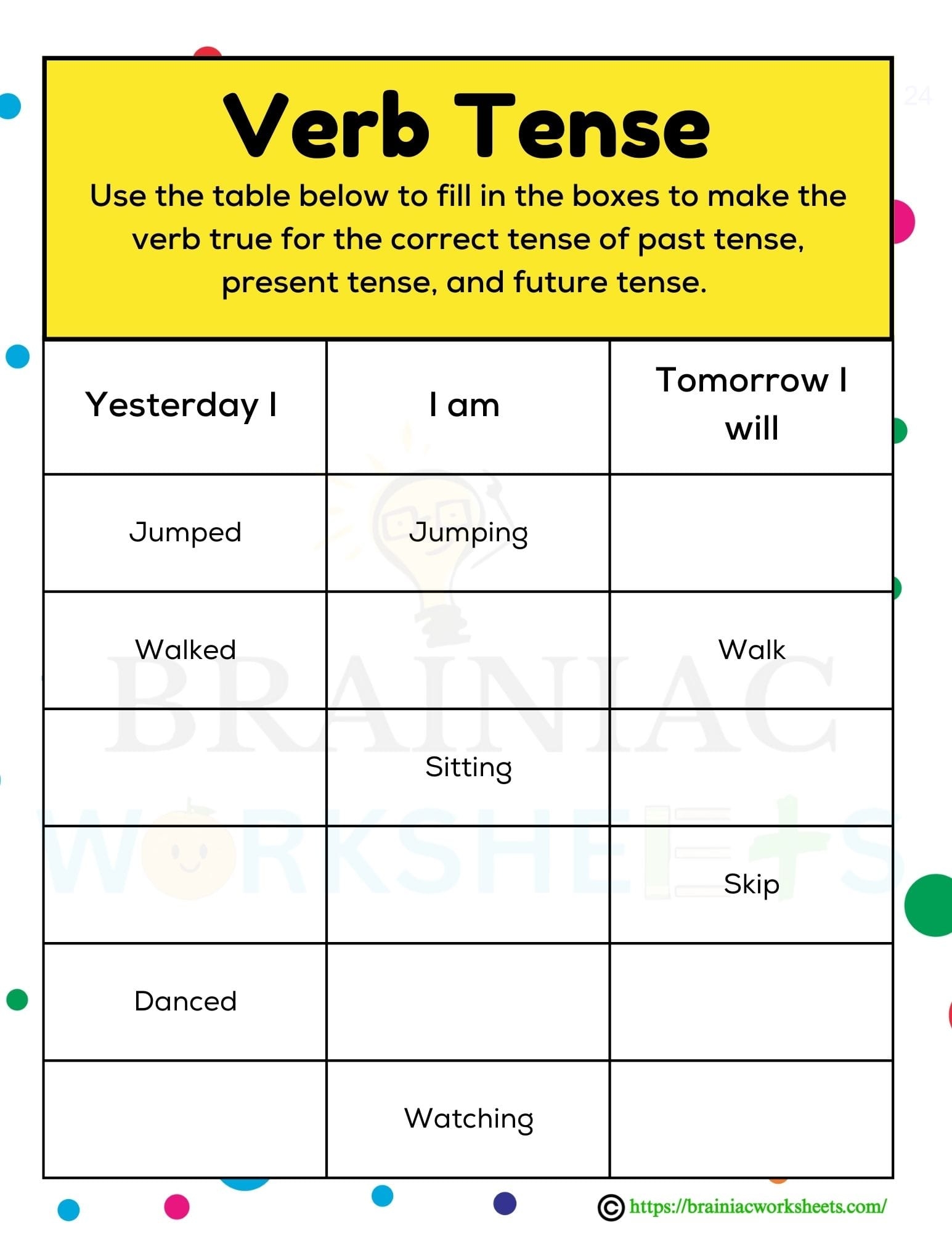 Past Present Future Tense English Worksheet For Class 3 Brainiac Worksheets