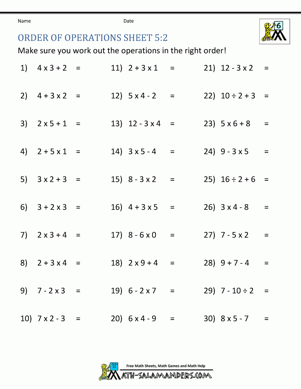 order of operations problem order of operations problem