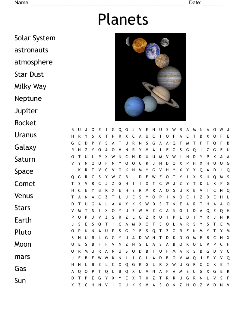 Planets Word Search WordMint Planets Word Search WordMint