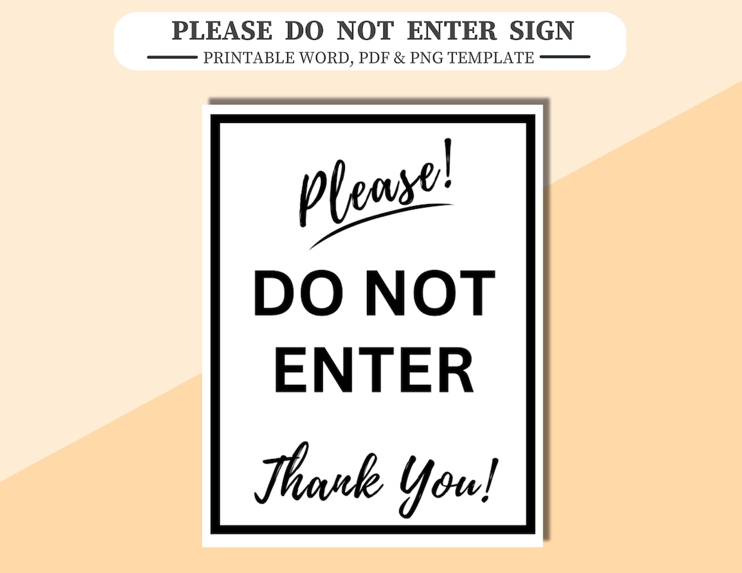 do not enter sign printable
