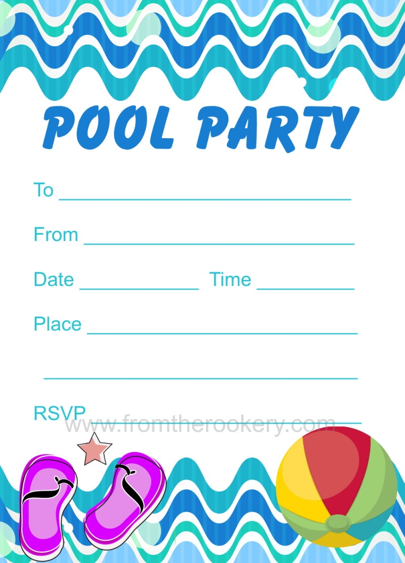 Free Printable Blank Pool Party Invitations