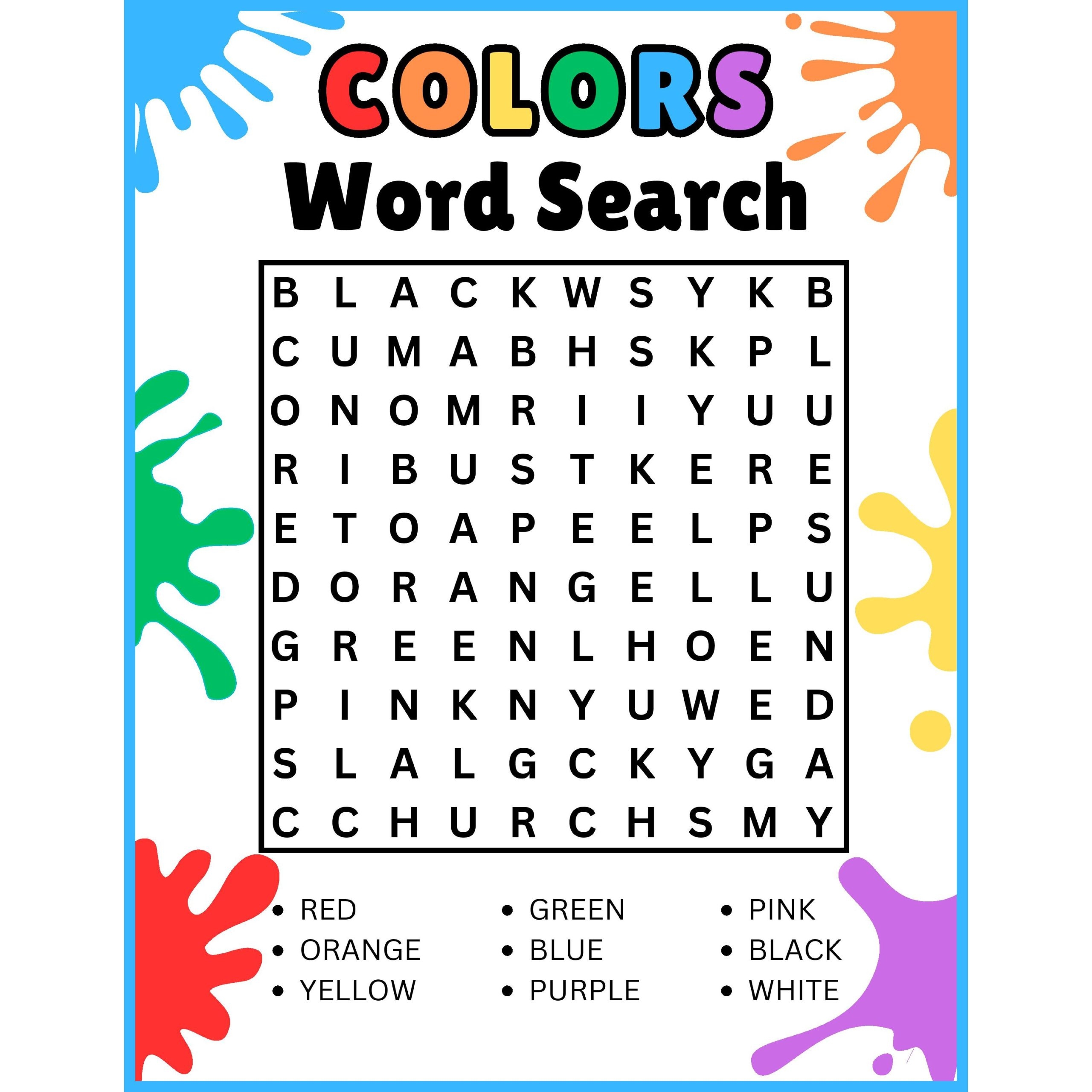 printable word searches for kids