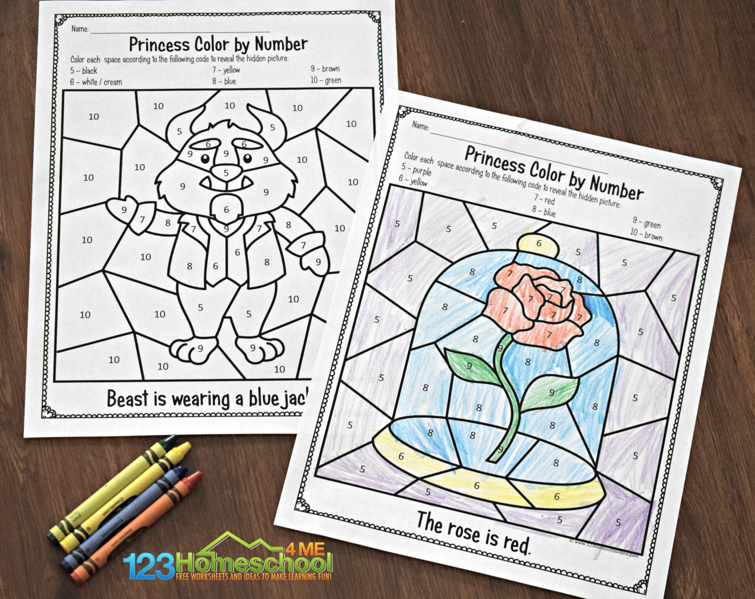 Princess Color By Number Worksheets 123 Homeschool 4 Me