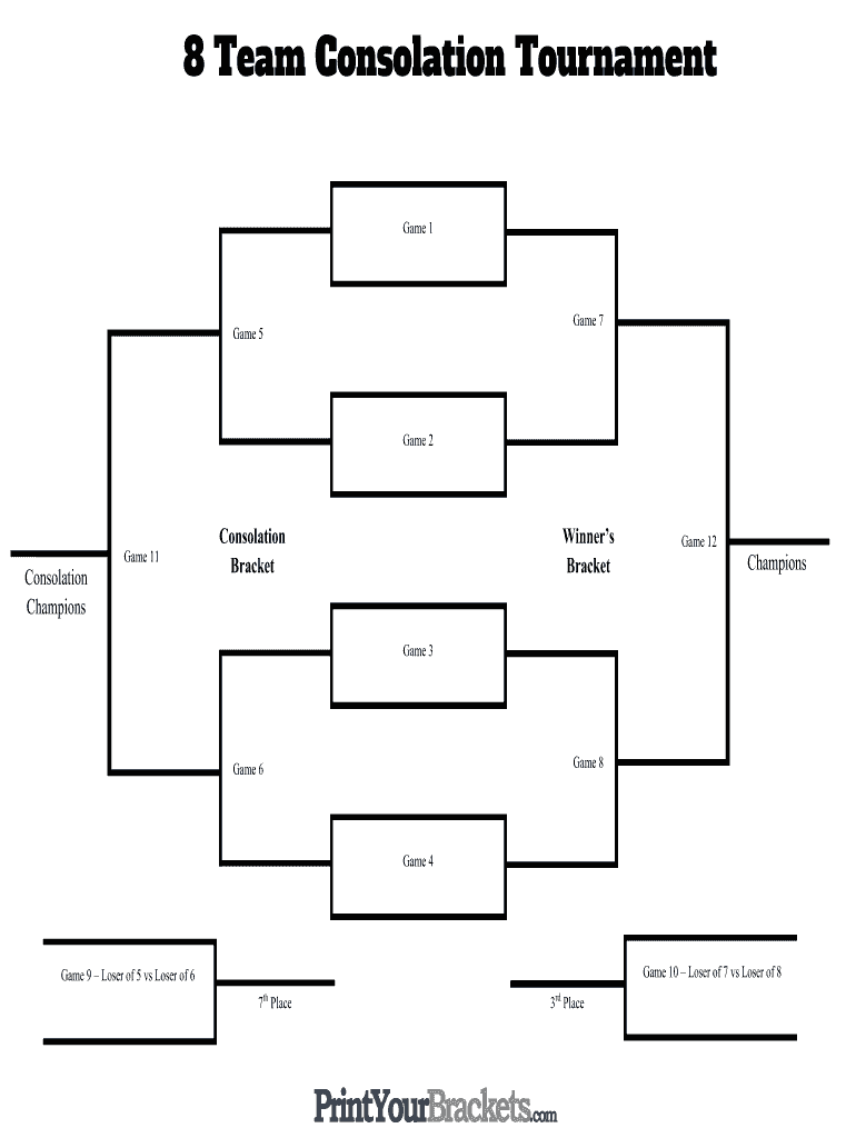 Print Your Brackets 8 Team Consolation Form Fill Online Printable Fillable Blank PdfFiller