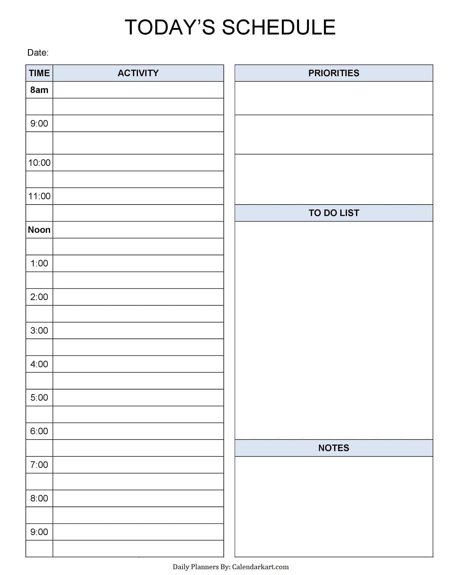 Printable Day Planner