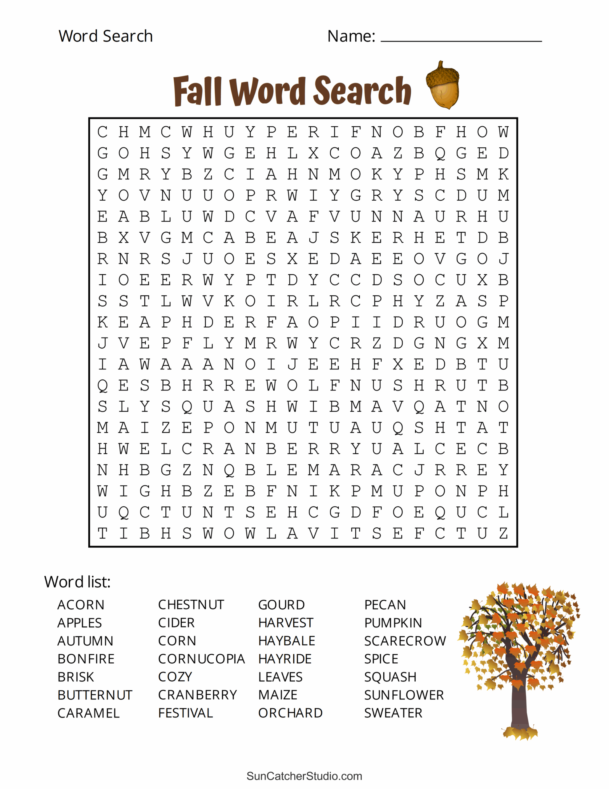 Printable Fall Word Search Puzzles Autumn Word Search Free Printables Monograms Design Tools Patterns DIY Projects