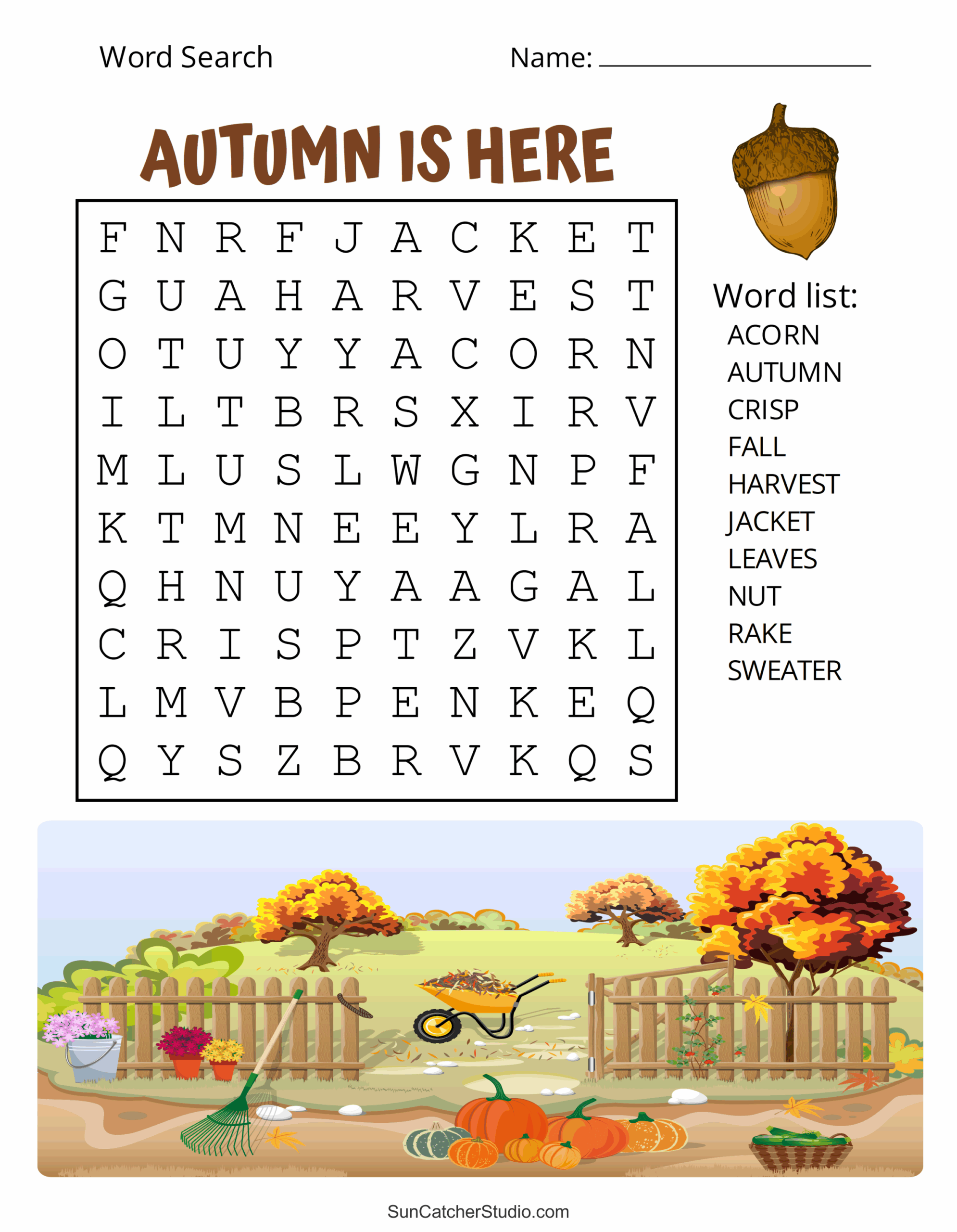 Autumn Word Search Printable