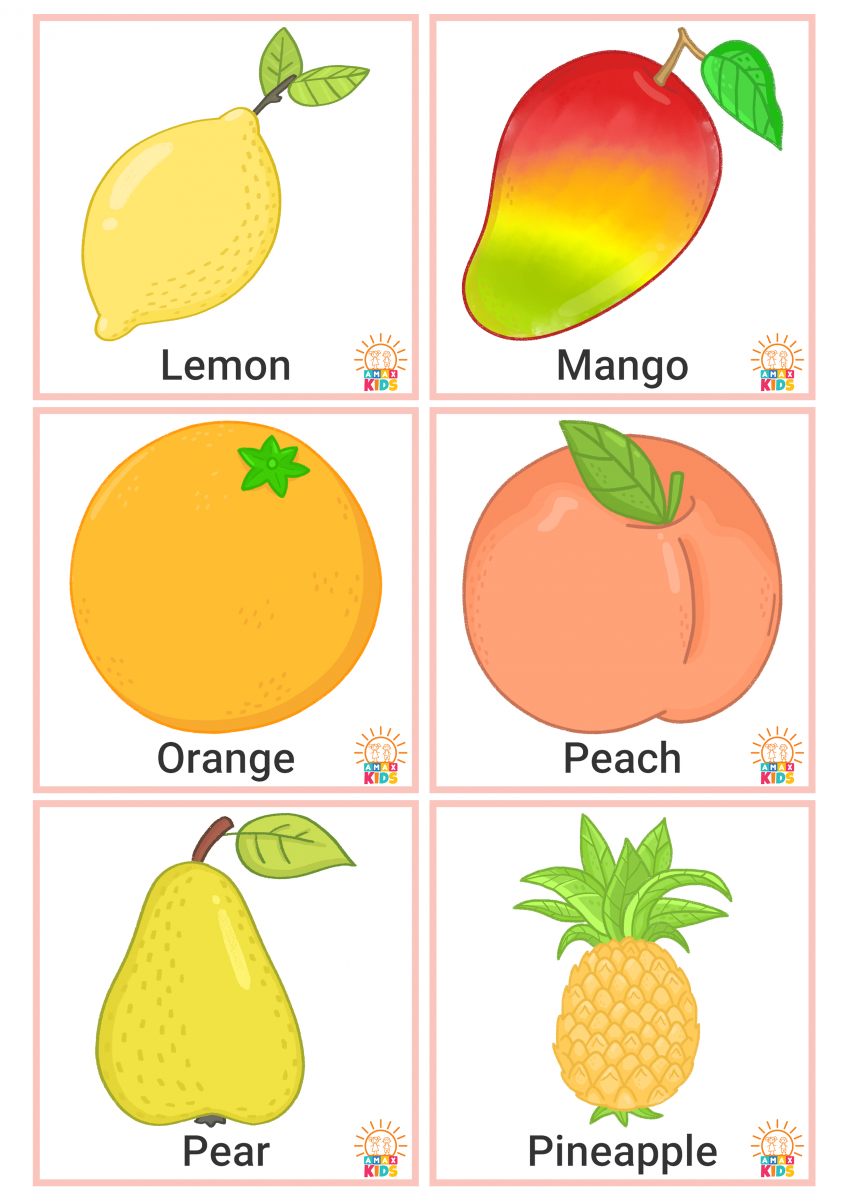 Printable Flashcards For Kids Fruits And Vegetables Amax Kids