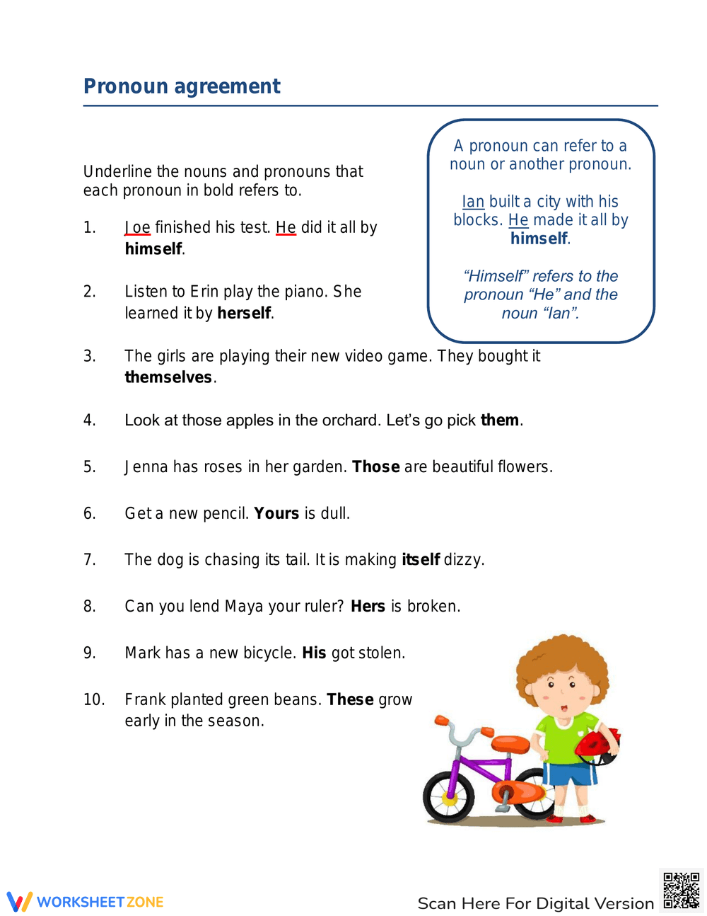 Printable Grade 4 Pronoun Antecedent Agreement Worksheets Download