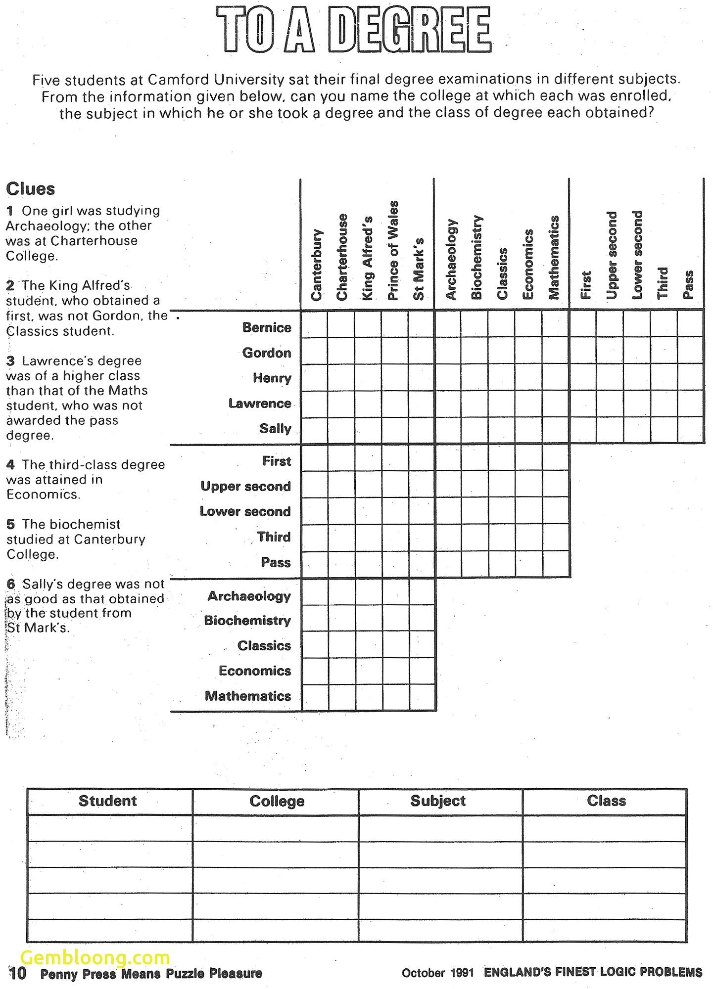 Printable Logic Puzzles Free
