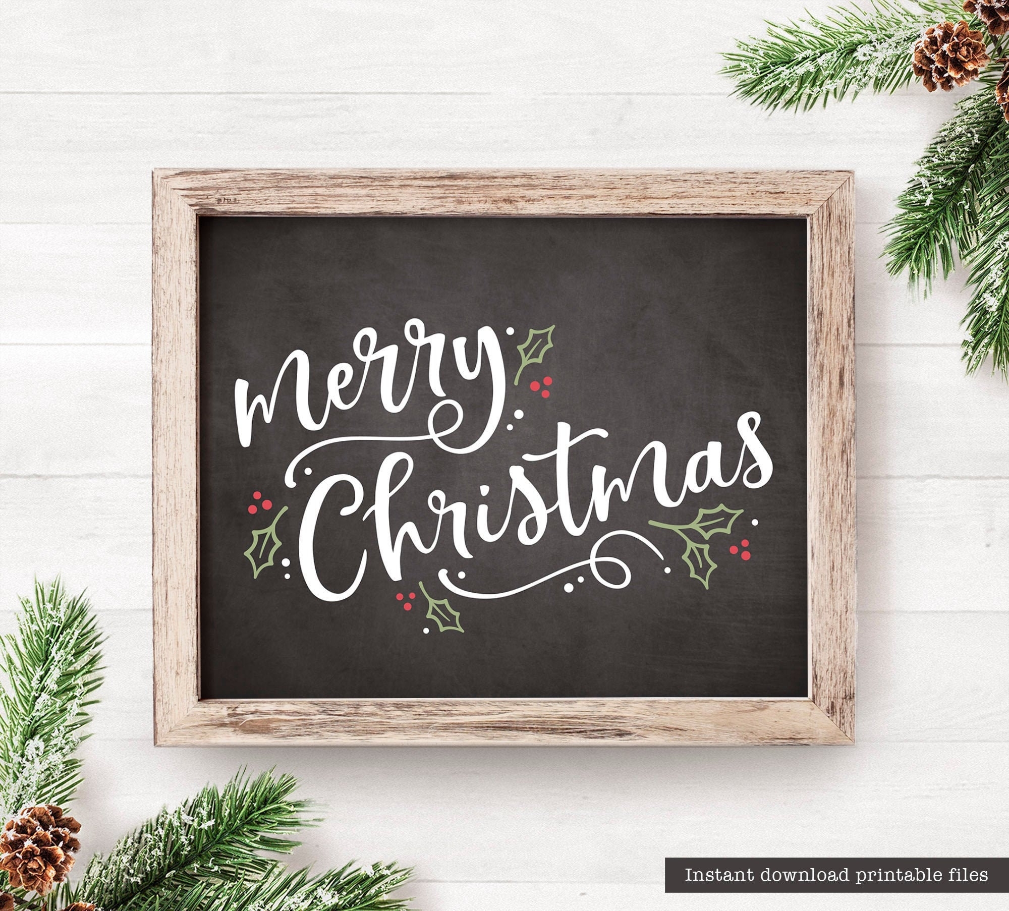 Printable Merry Christmas Sign Holiday Decor Holiday Sign Printable Christmas Sign Farmhouse Decor Christmas Decor Christmas Chalkboard Sign Etsy