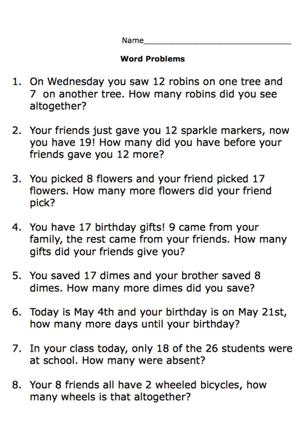 Printable Second Grade Math Word Problem Worksheets Worksheets Library Printable Second Grade Math Word Problem Worksheets Worksheets Library