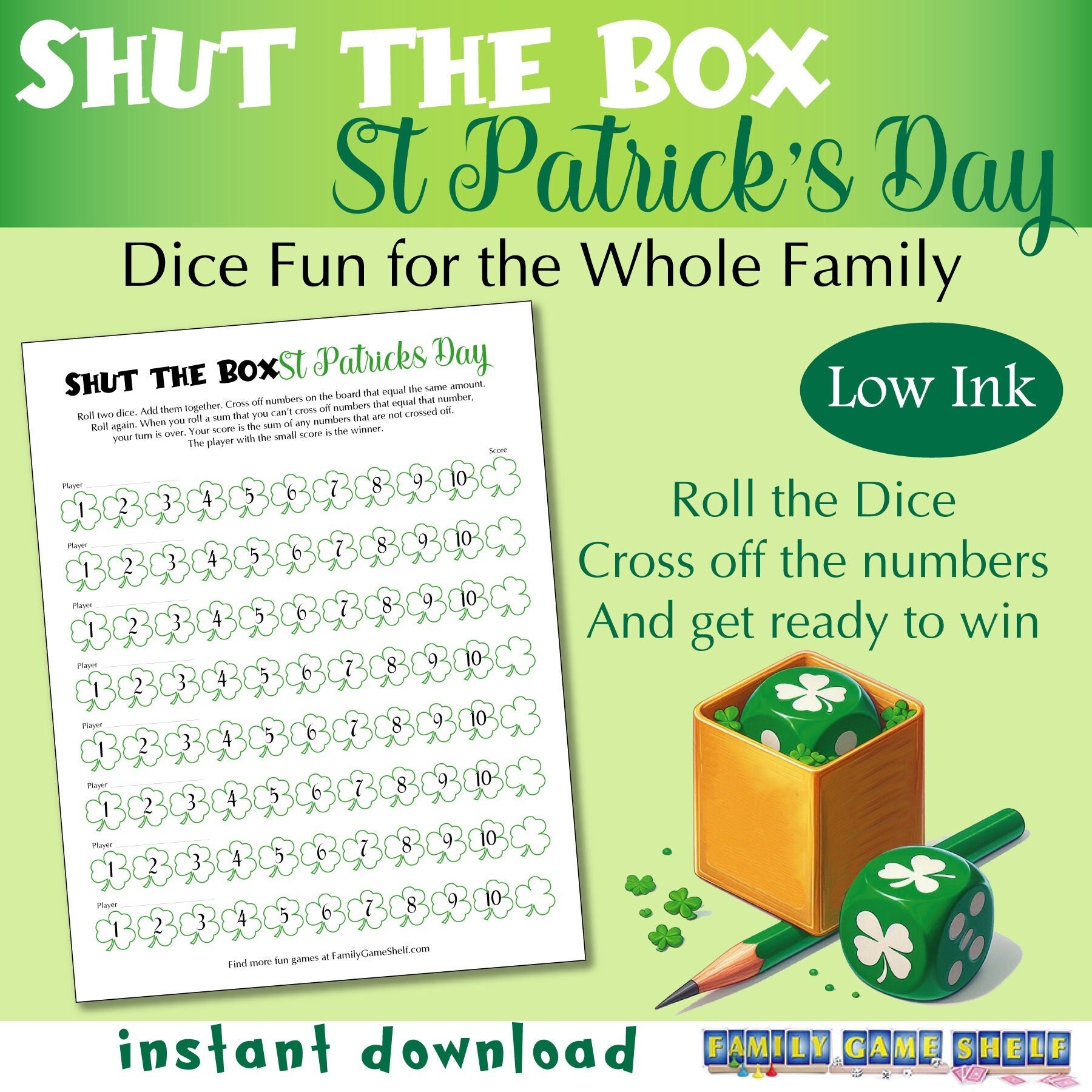 printable rules for shut the box