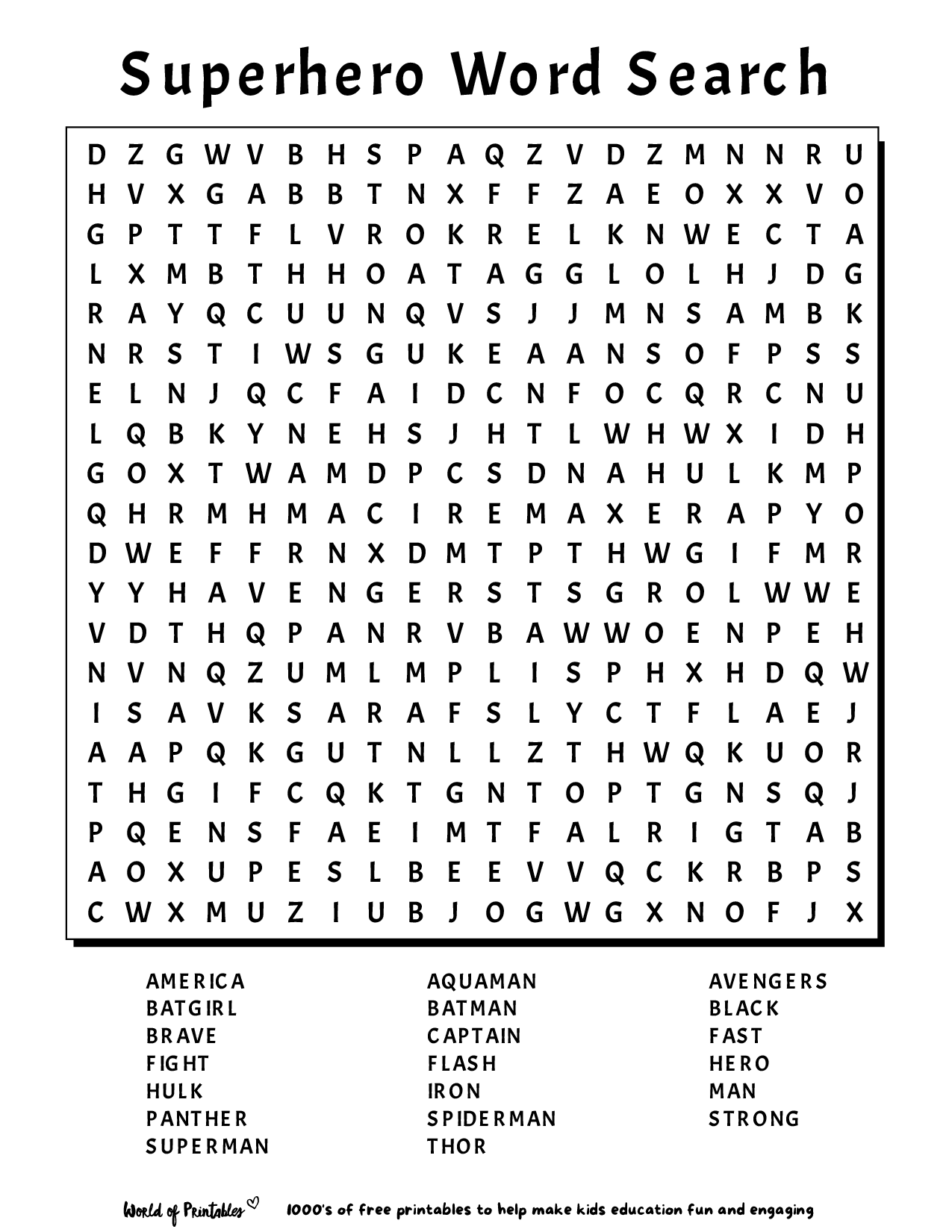 free printable word searches for kids