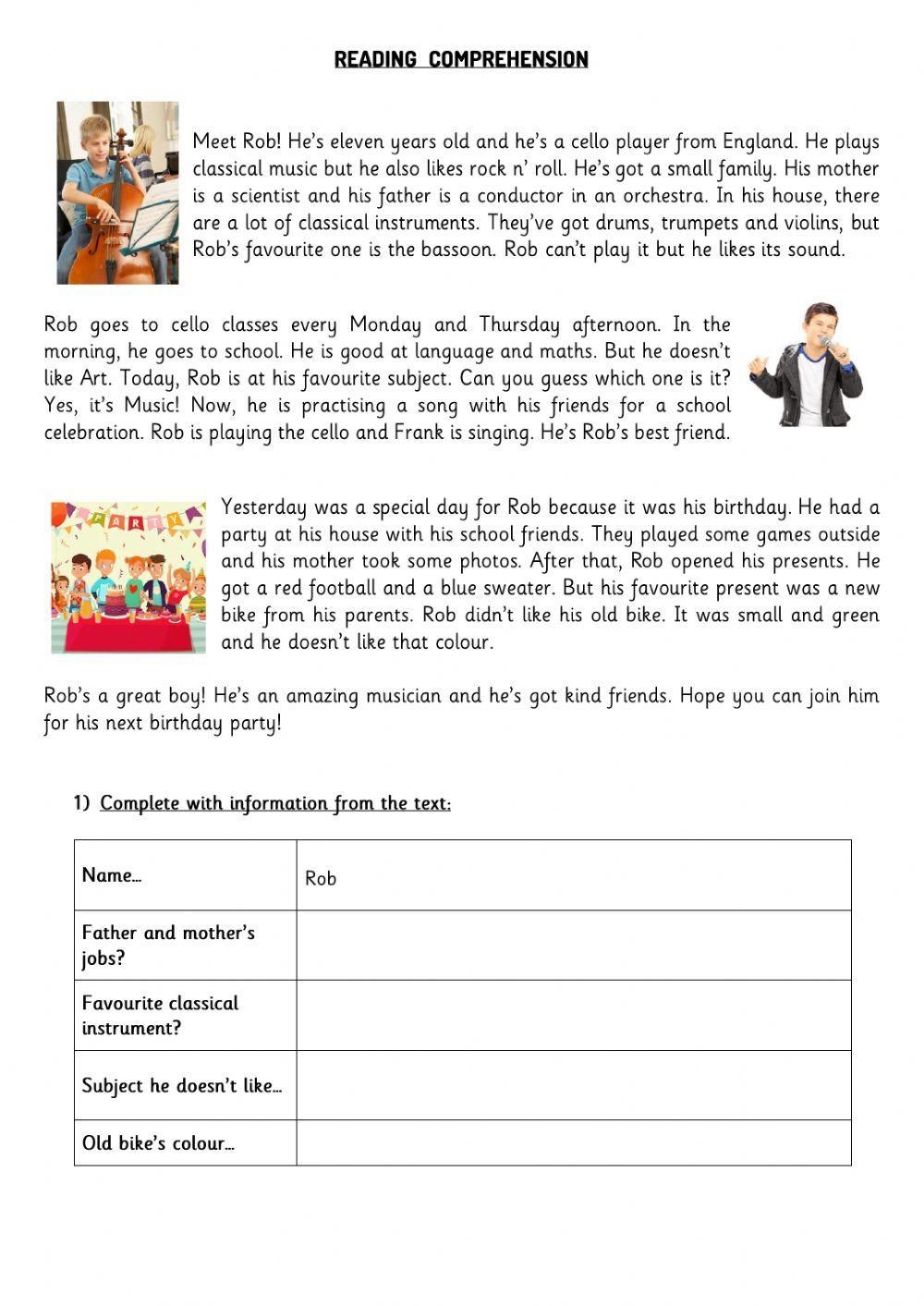 Reading Comprehension Practice Worksheet For 4th Grade Live Worksheets Library