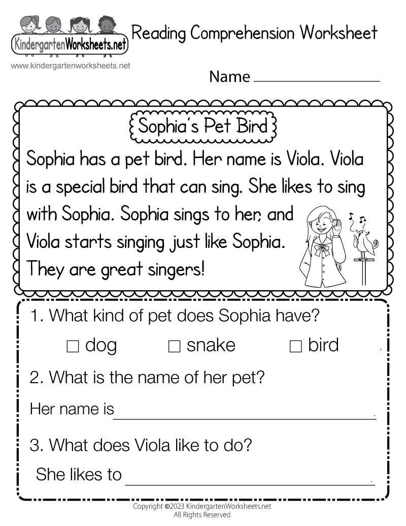 Free Reading Comprehension Printables