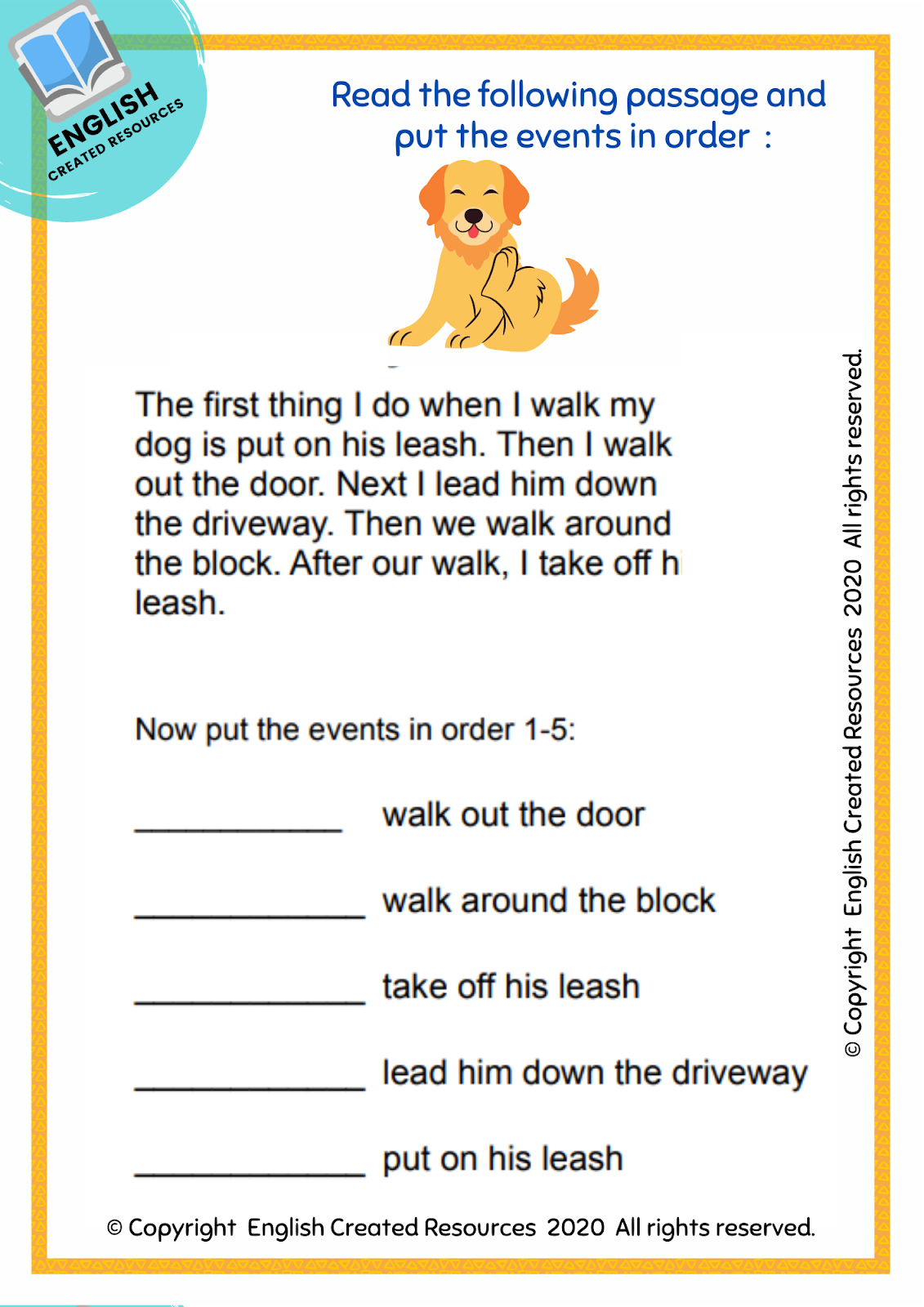 Reading Comprehension Worksheets Grade 1 English Created Resources Worksheets Library