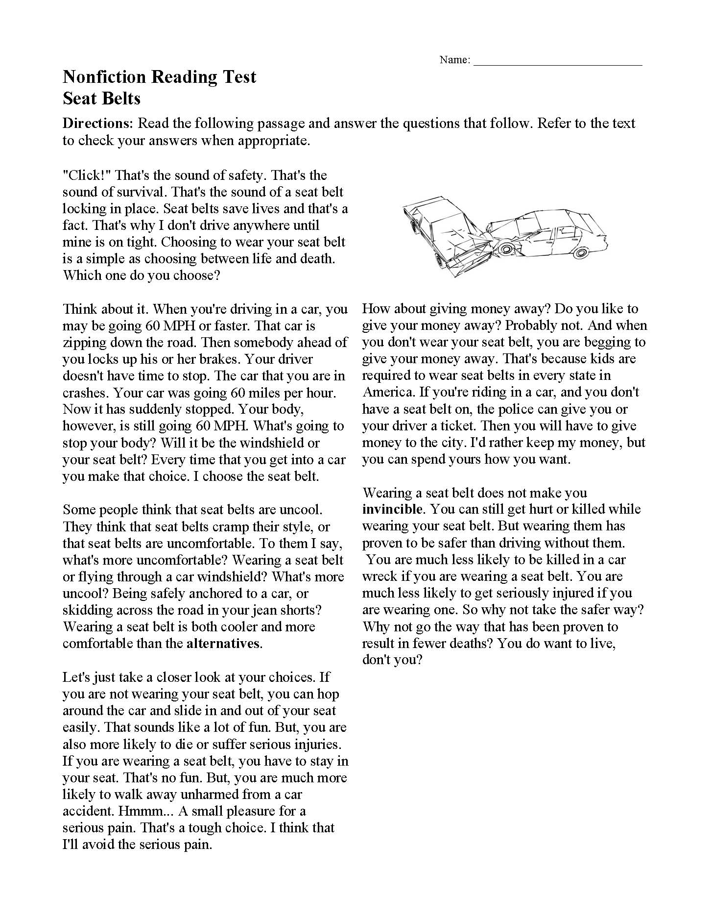 4th grade reading comprehension passages with multiple choice questions