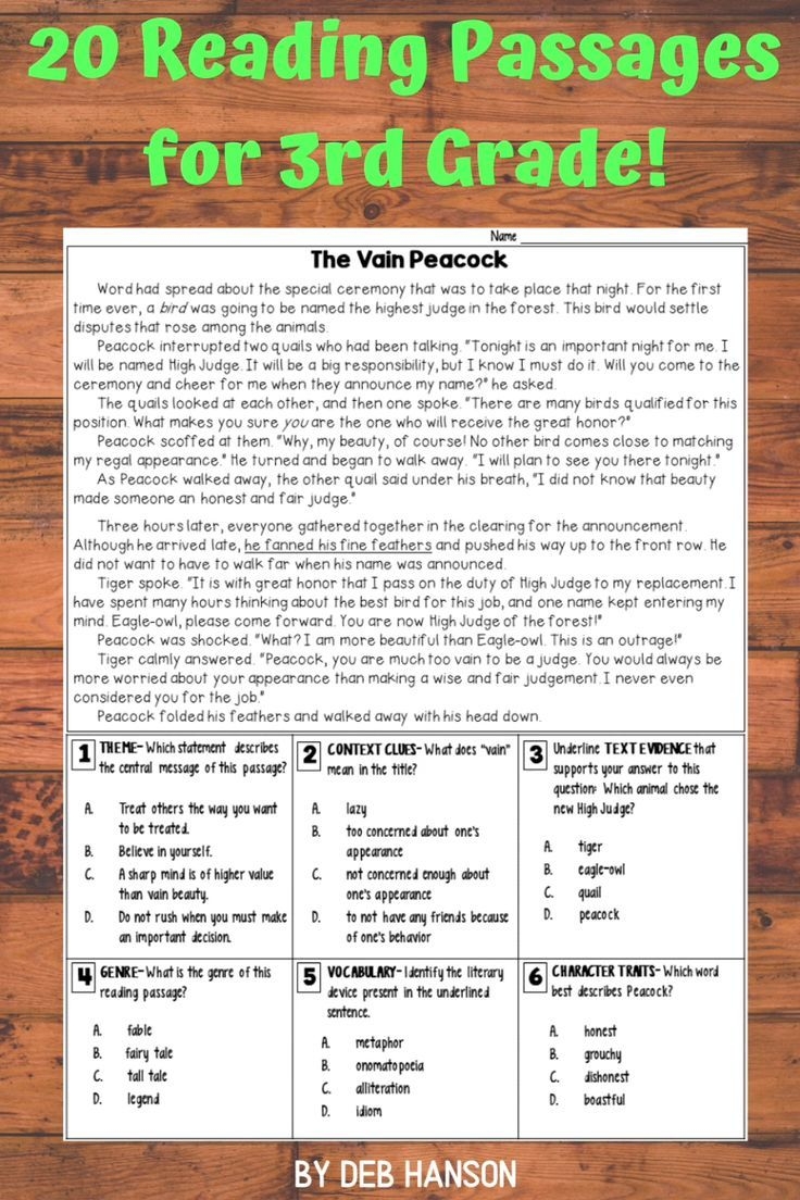 Reading Passages With Multiple Choice Comprehension Questions 3rd Grade