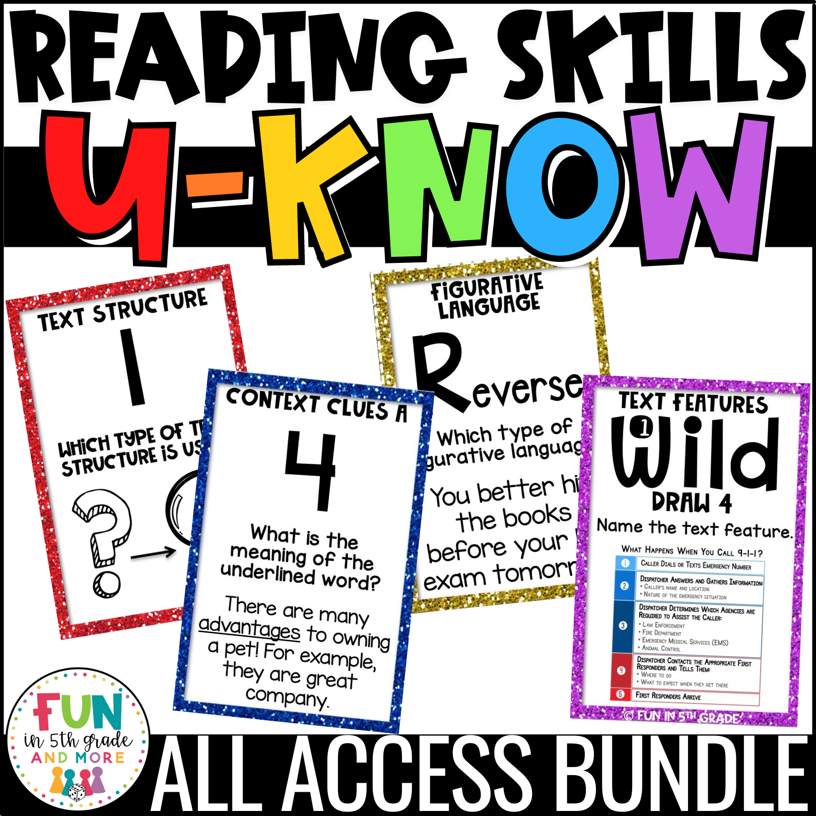 Reading Skills Game Bundle 16 Fun Learning U Know Review Games Fun In 5th Grade MORE