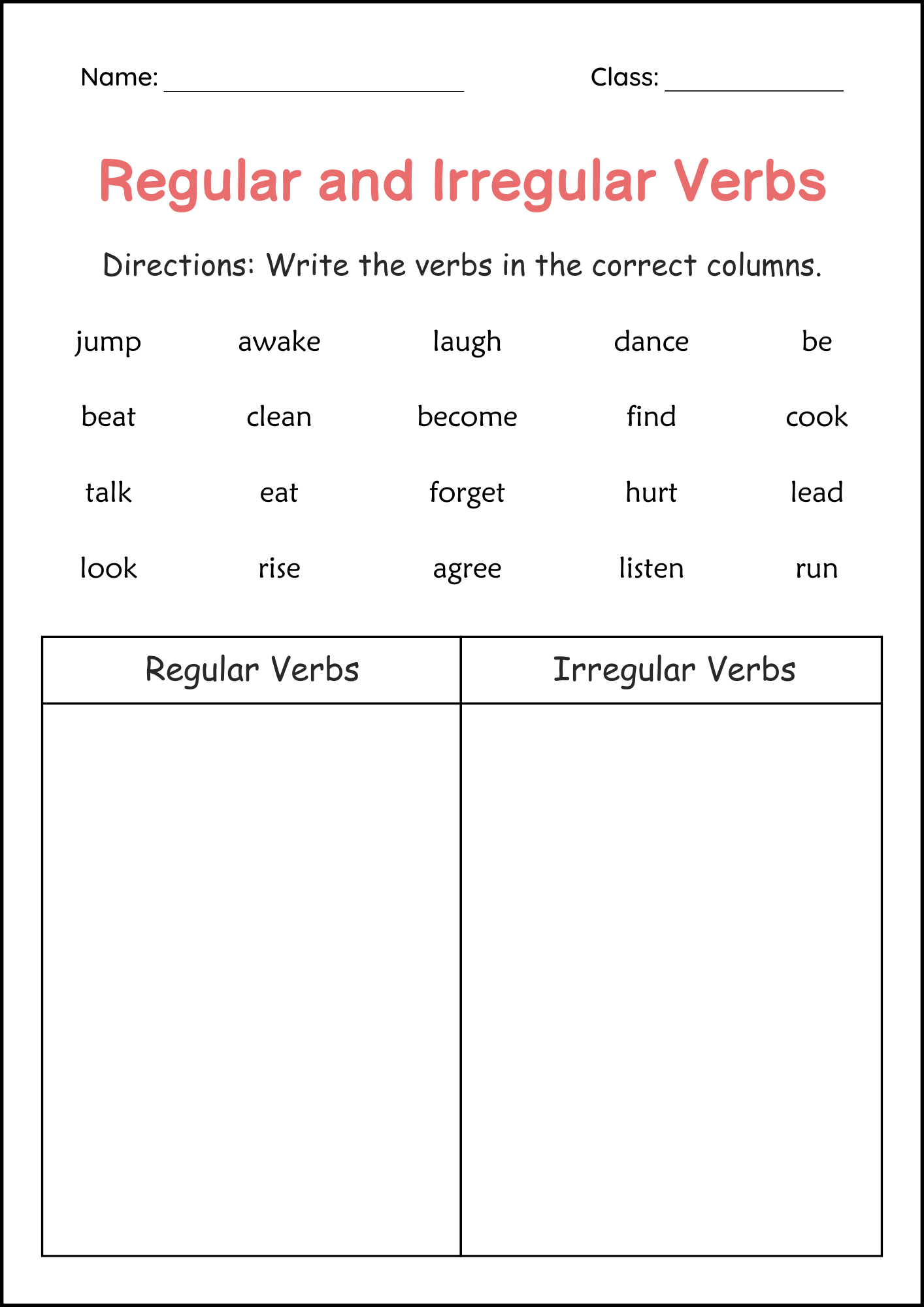 irregular verb to be worksheets