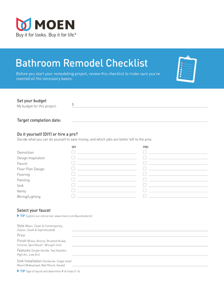 Remodel Checklist Form Fill Out Sign Online DocHub