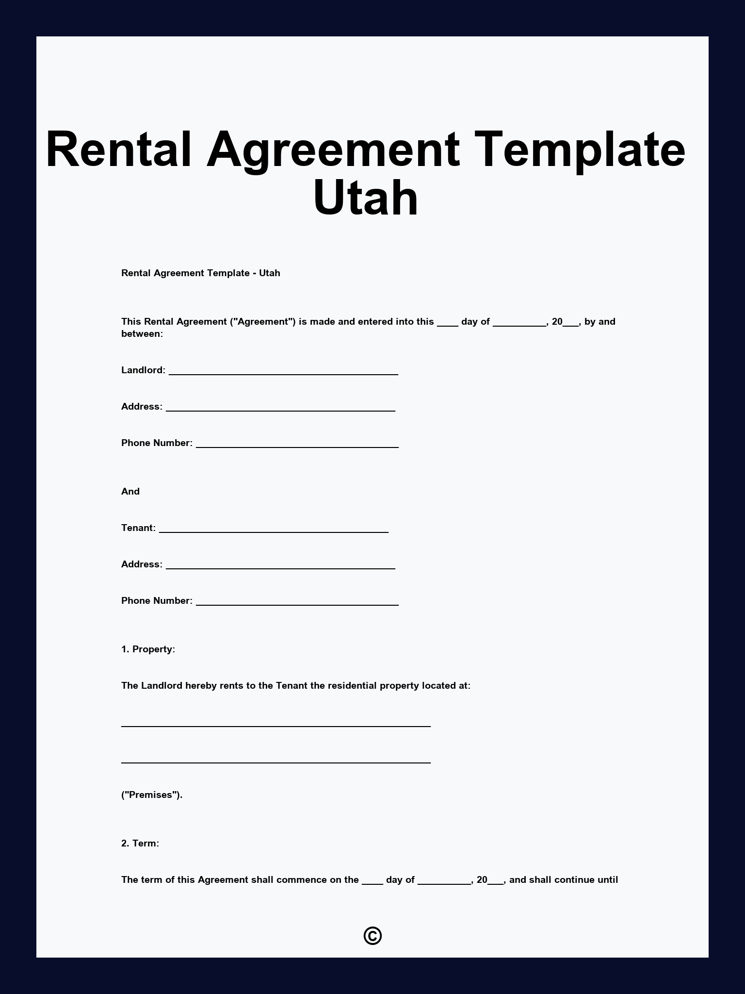 Rental Agreement Template Utah Rental Agreement Template Utah